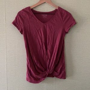 Fuchsia Maurices T-Shirt with Front Tie Detail